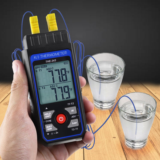 Digital K/J Thermocouple Thermometer with 4 Probes, HVAC Temperature Meter, NEW!