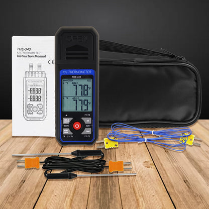 Digital K/J Thermocouple Thermometer with 4 Probes, HVAC Temperature Meter, NEW!