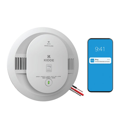 Kidde RGSAR-RW Wired + Battery Smart WiFi Smoke Alarm with Ring Alerts - New!