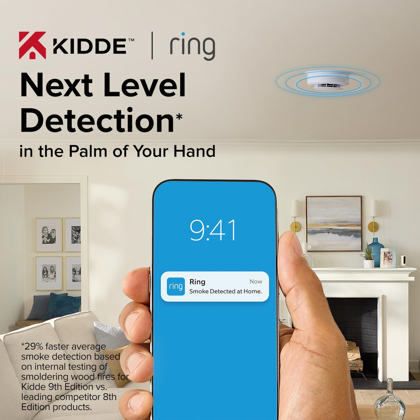 Kidde RGSAR-RW Wired + Battery Smart WiFi Smoke Alarm with Ring Alerts - New!