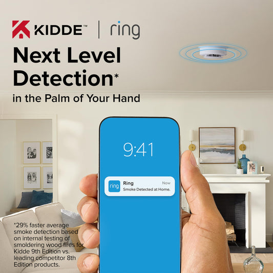 Kidde RGSAR-RW Wired + Battery Smart WiFi Smoke Alarm with Ring Alerts - New!