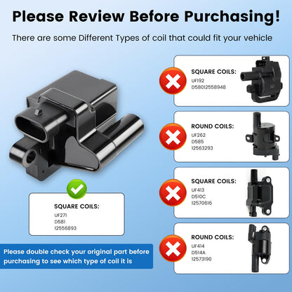 8Pcs UF-271 Ignition Coil Set & Spark Plugs GM 4.8L-8.1L V8 Models -  NEW!