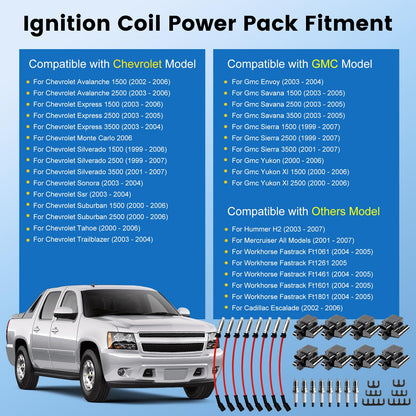 8Pcs UF-271 Ignition Coil Set & Spark Plugs GM 4.8L-8.1L V8 Models -  NEW!