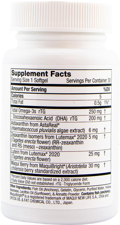 Oasis TEARS VISION Eye Supplement Softgels with Maqui Berry, Lutein, DHA 30ct - NEW!