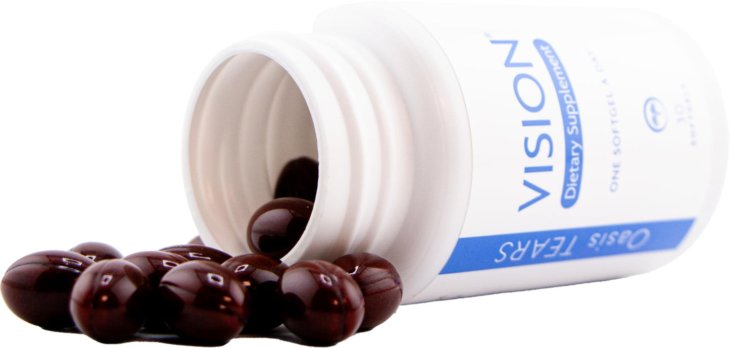 Oasis TEARS VISION Eye Supplement Softgels with Maqui Berry, Lutein, DHA 30ct - NEW!