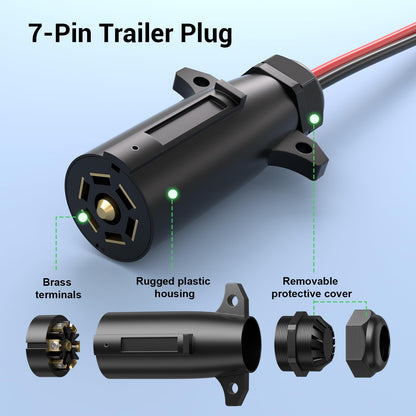 2PACK -7-Way Trailer Plug to 2-Pin SAE Adapter Cable, 10 AWG, 2 FT, 12V RV - BRAND NEW!