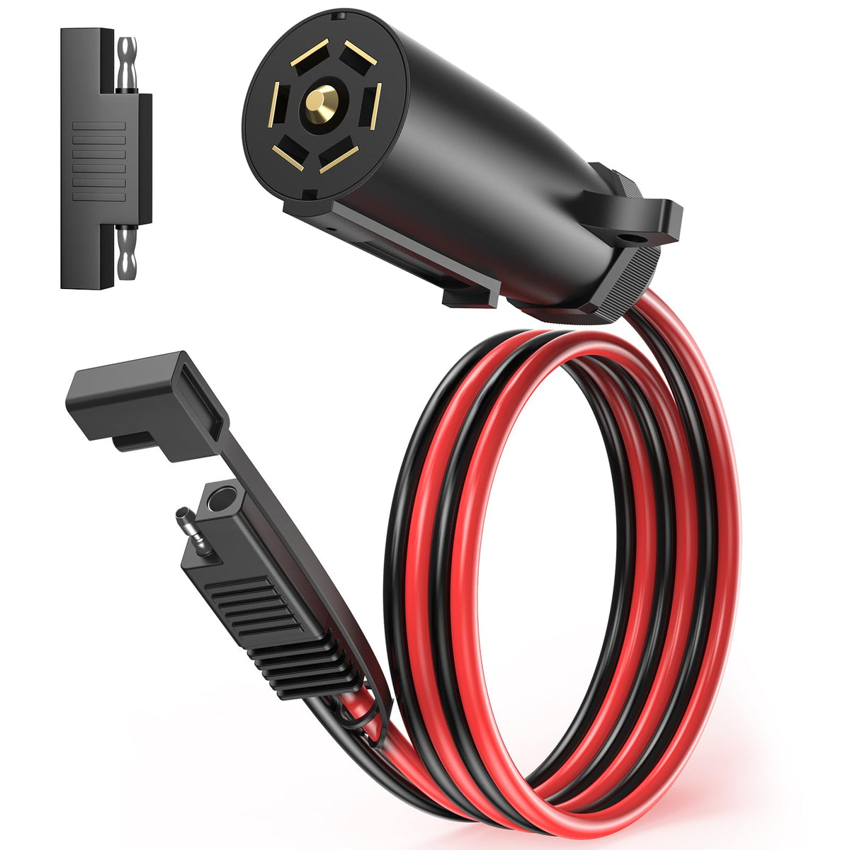 2PACK -7-Way Trailer Plug to 2-Pin SAE Adapter Cable, 10 AWG, 2 FT, 12V RV - BRAND NEW!