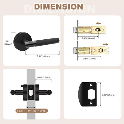 Nizado Black Knurled Privacy Door Handle Locking, Adjustable Latch, Modern Fit - NEW!