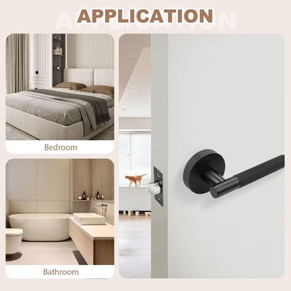 Nizado Black Knurled Privacy Door Handle Locking, Adjustable Latch, Modern Fit - NEW!