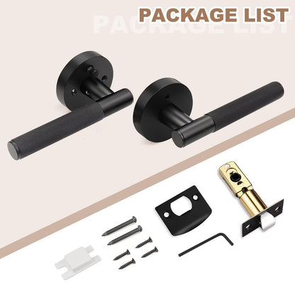 Nizado Black Knurled Privacy Door Handle Locking, Adjustable Latch, Modern Fit - NEW!