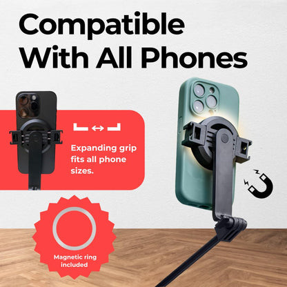Magnetic Tripod & Selfie Stick with Bluetooth Remote Foldable - NEW!