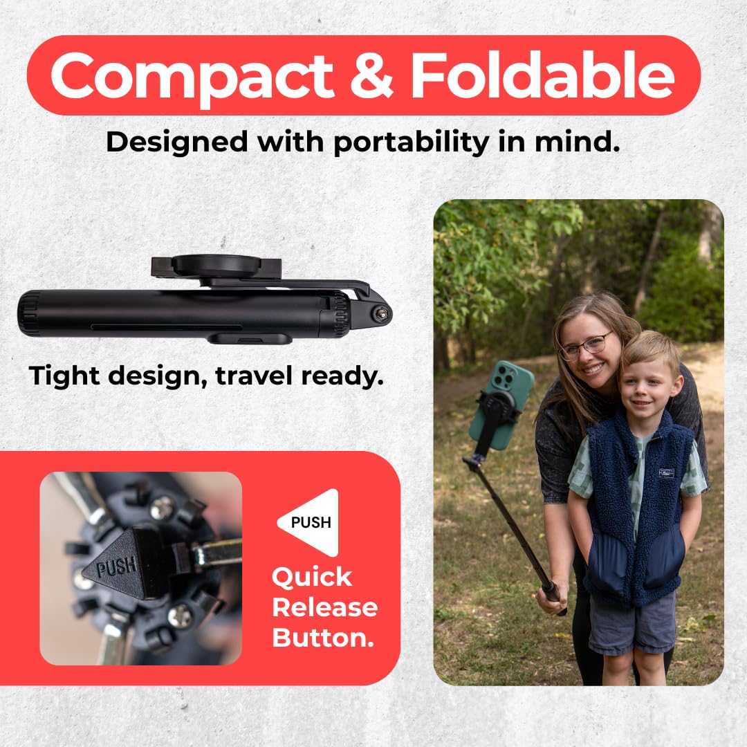 Magnetic Tripod & Selfie Stick with Bluetooth Remote Foldable - NEW!