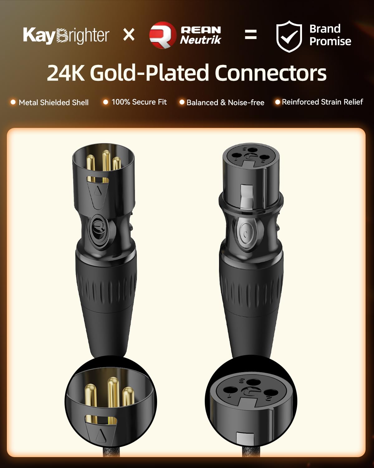 Kaybrighter 6.6ft XLR Cables 2 Pack, Noise-Free Microphone Cable, Gold Connectors - NEW!