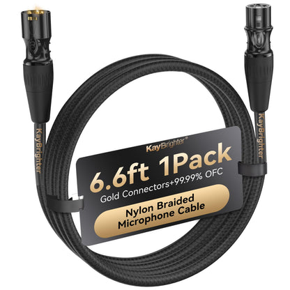 Kaybrighter 6.6ft XLR Cables 2 Pack, Noise-Free Microphone Cable, Gold Connectors - NEW!