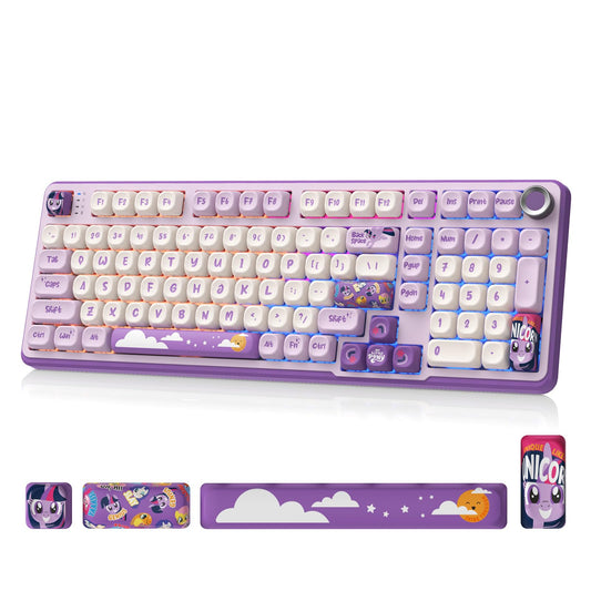 My Little Pony Wireless Mechanical Keyboard - RGB Gaming, 101 Keys, Purple, New!