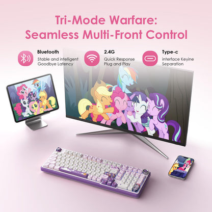 My Little Pony Wireless Mechanical Keyboard - RGB Gaming, 101 Keys, Purple, New!