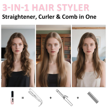 BEAUTYOVO TSA-Friendly Cordless Hair Straightener Brush - Travel Ready Styling Tool - NEW!
