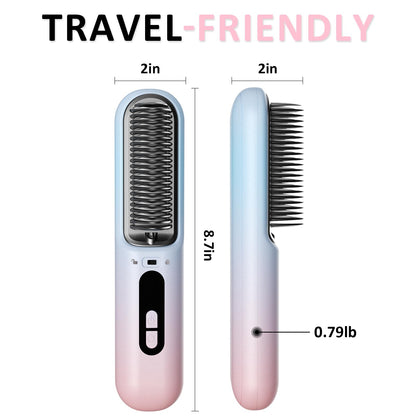 BEAUTYOVO TSA-Friendly Cordless Hair Straightener Brush - Travel Ready Styling Tool - NEW!