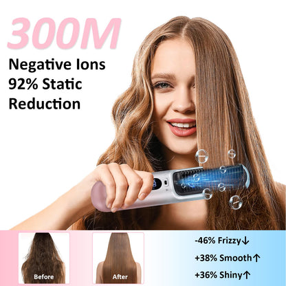 BEAUTYOVO TSA-Friendly Cordless Hair Straightener Brush - Travel Ready Styling Tool - NEW!