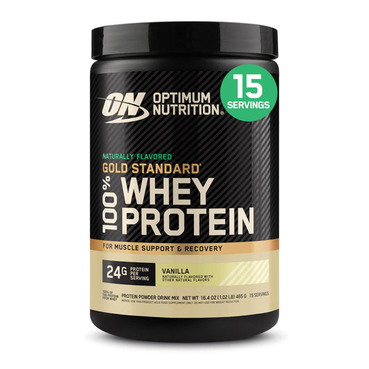 Optimum Nutrition Gold Standard Whey Protein Powder, Vanilla, 1.02LB - 24g Protein