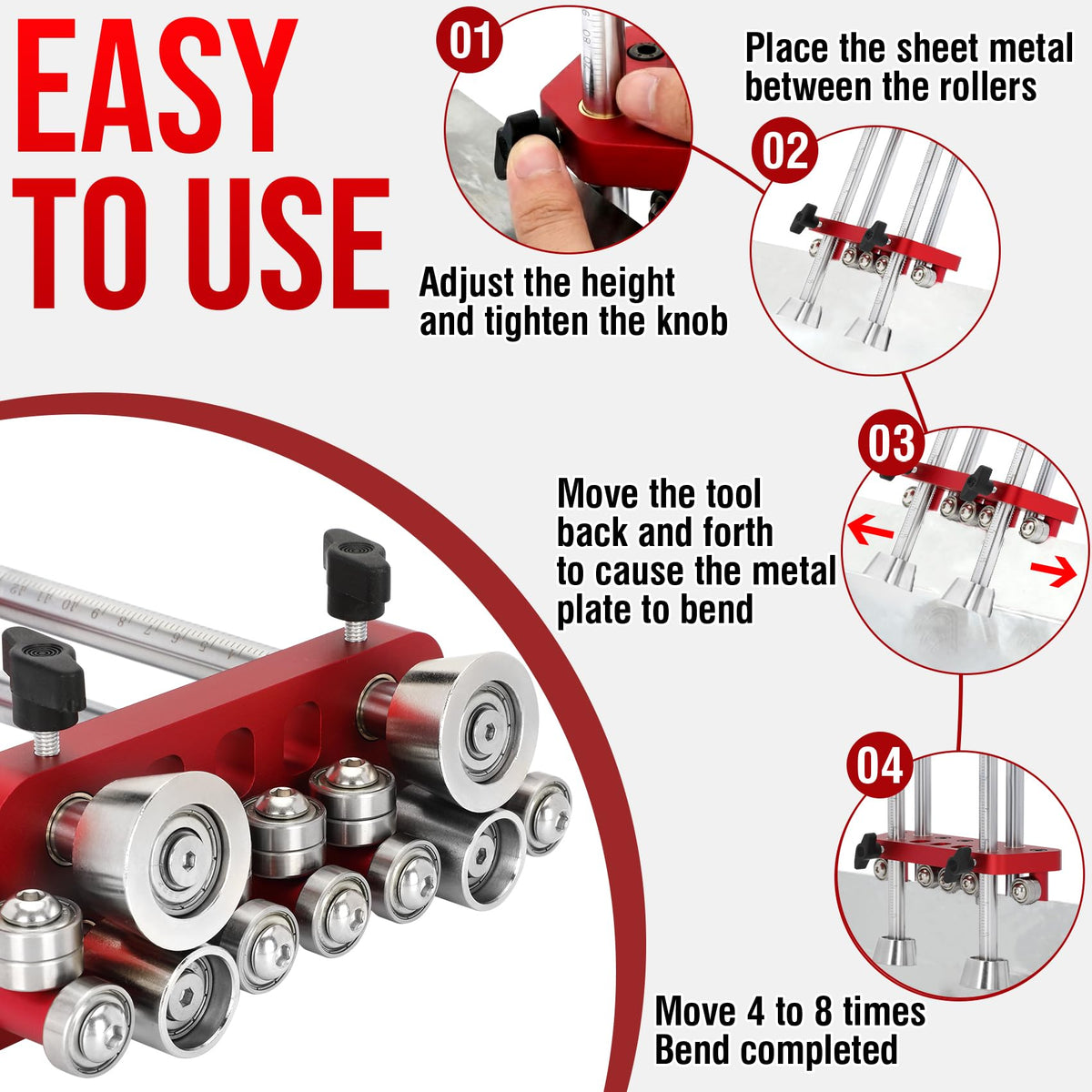 Sheet Metal Edge Roller, Sheet Metal Roller Bender, 0-100° Bending Range, Metal - NEW!