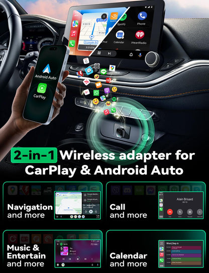 Mavlou Wireless Carplay & Android Auto Adapter Mini, Metal Design, Plug & Play