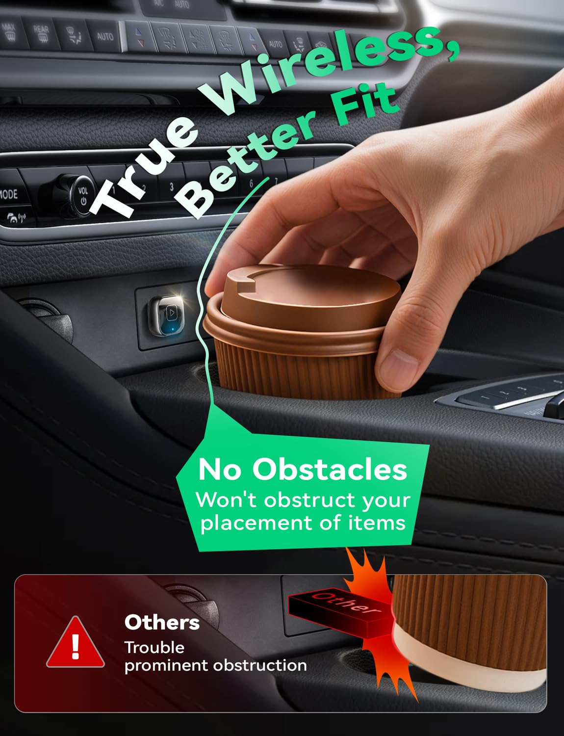 Mavlou Wireless Carplay & Android Auto Adapter Mini, Metal Design, Plug & Play