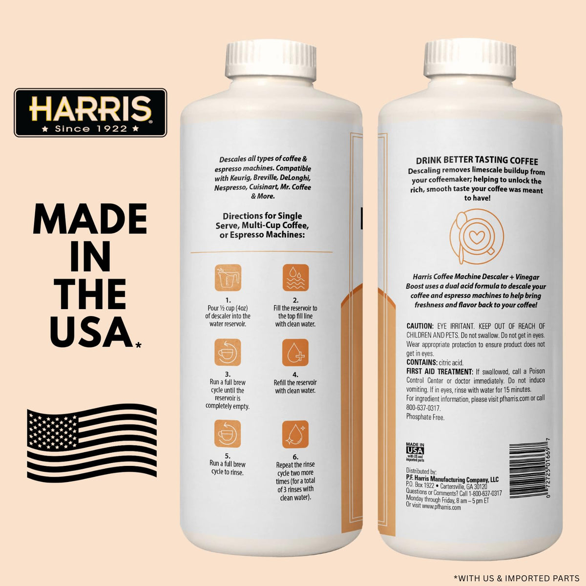 HARRIS Coffee Machine Descaler, 32 fl oz (2 Pack), Universal Cleaning Solution - NEW!