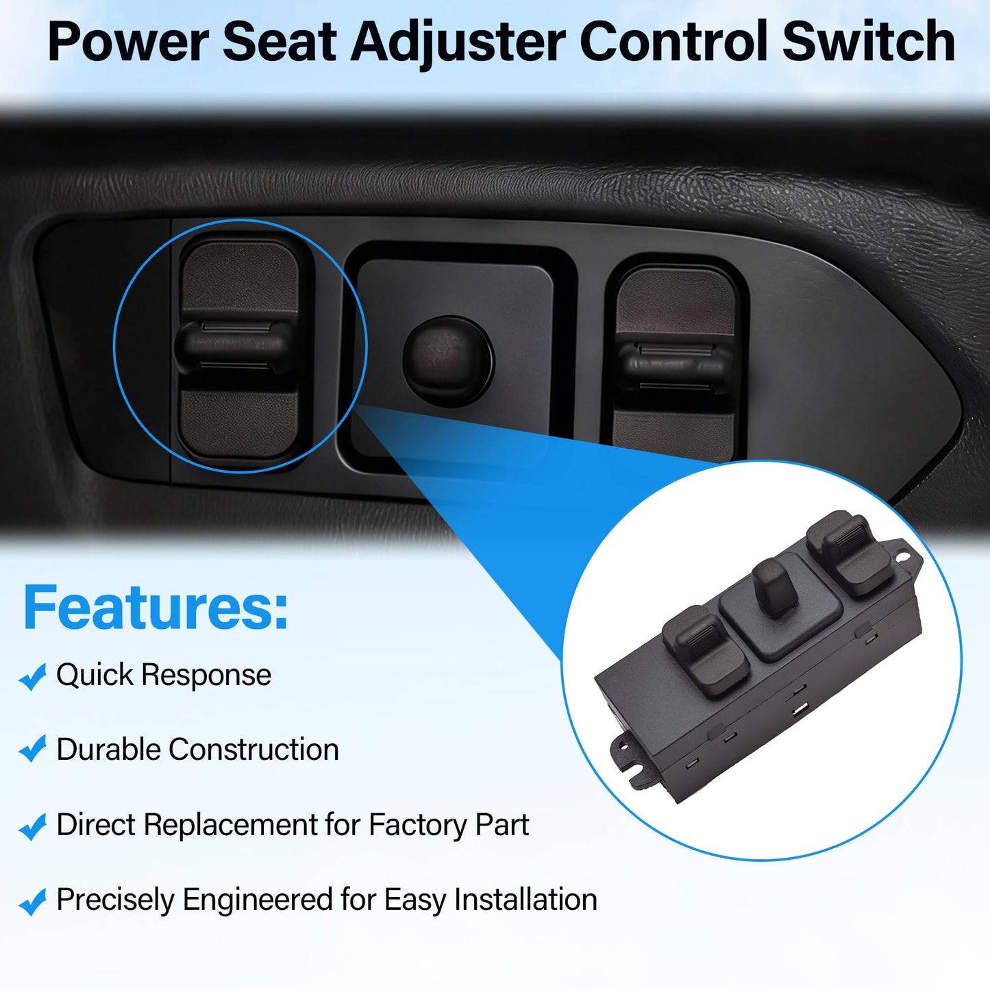 Power Seat Switch Front Driver Side for Chrysler Dodge Jeep 1989-2010 - NEW!