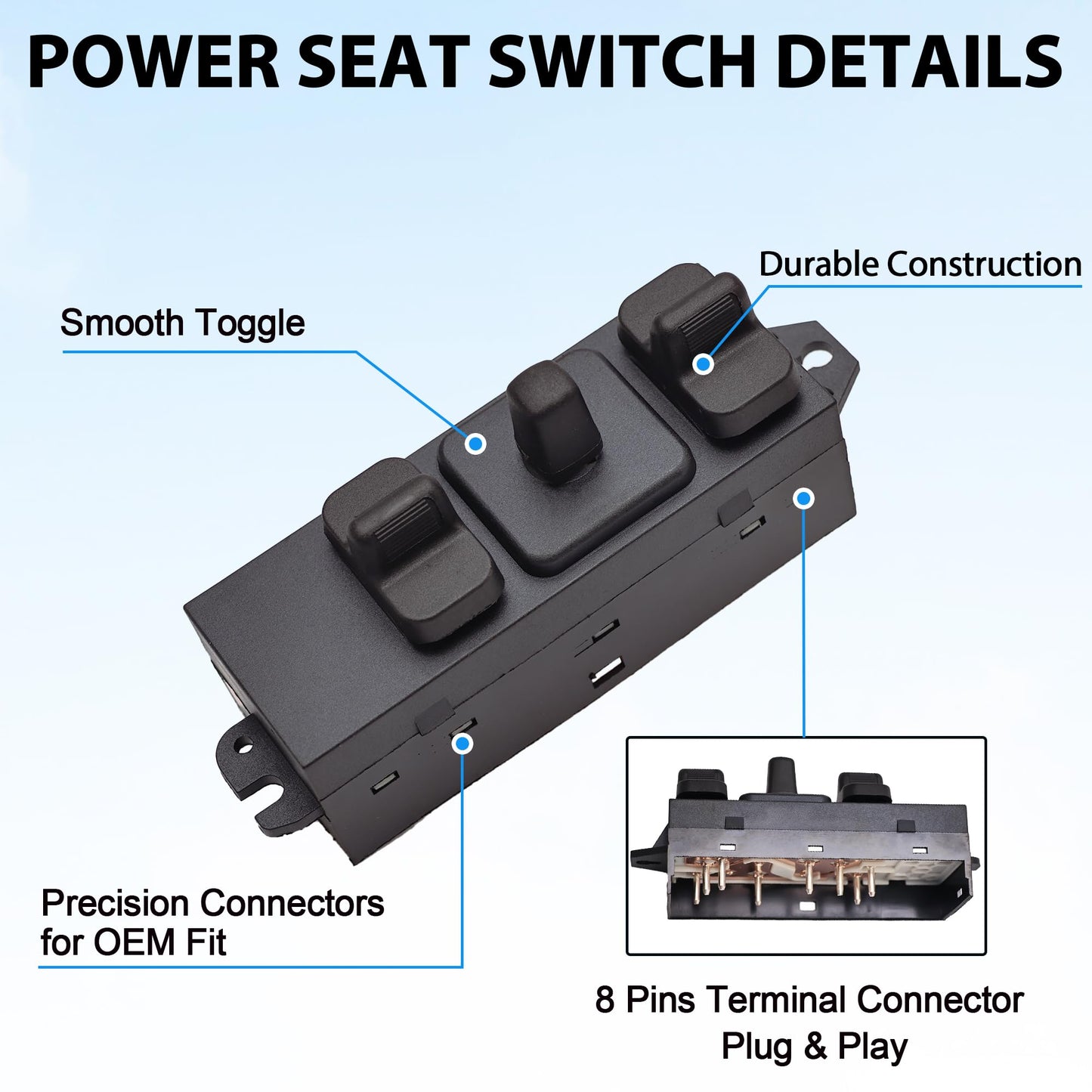 Power Seat Switch Front Driver Side for Chrysler Dodge Jeep 1989-2010 - NEW!