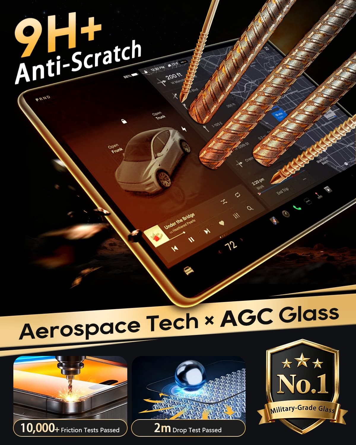 2-Pack Tesla Model Y Juniper 2026 Screen Protector 16" + 8" Tempered Glass - NEW!