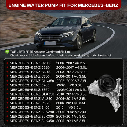 AW6142 Engine Water Pump for Mercedes-Benz E350 C300 C350 ML350 2006-2011 - NEW!