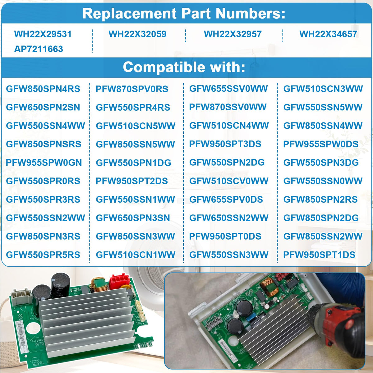 WH22X35837 Inverter Control Board Compatible with GE Washer Control Board