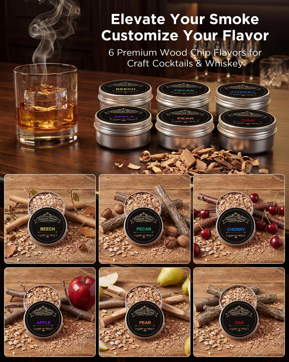 Electric Whiskey Smoker Kit - Rechargeable Cocktail Smoker with 6 Flavors - NEW!