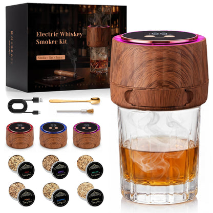 Electric Whiskey Smoker Kit - Rechargeable Cocktail Smoker with 6 Flavors - NEW!