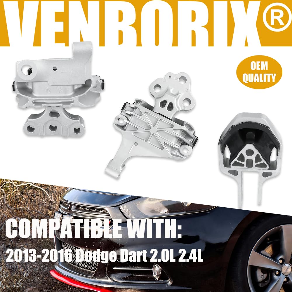3PCS Engine & Transmission Mount Kit for Dodge Dart 2.0/2.4L 2013-2016 - NEW!
