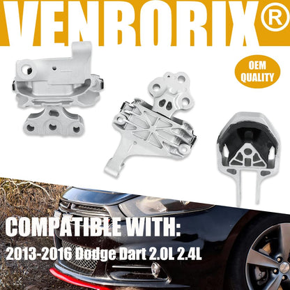 3PCS Engine & Transmission Mount Kit for Dodge Dart 2.0/2.4L 2013-2016 - NEW!