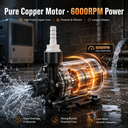 PmpDrTech Auto Condensate Pump 15 Ft Lift IPX8 Waterproof AC HVAC Drain - NEW!
