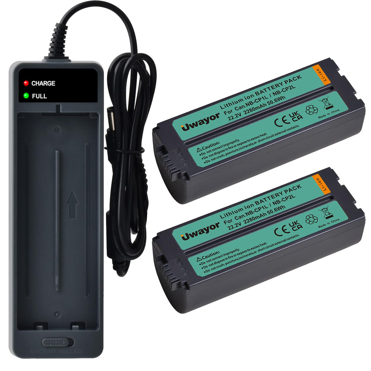 Uwayor NB-CP2L NB-CP1L Battery 2 Pack with Charger for Canon SELPHY Printers - NEW!