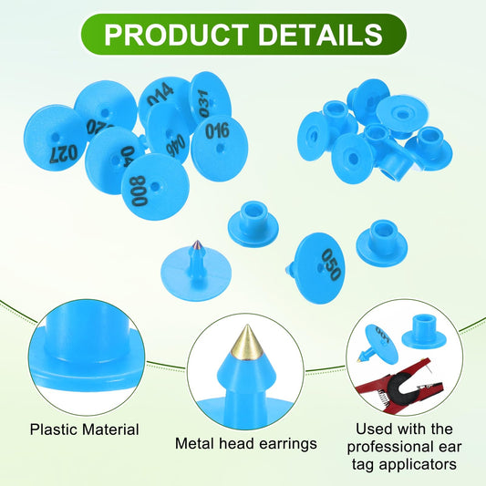 100-Pack Cattle Ear Tags 001-100, Plastic Livestock Tags for Cattle/Pigs/Sheep - NEW!