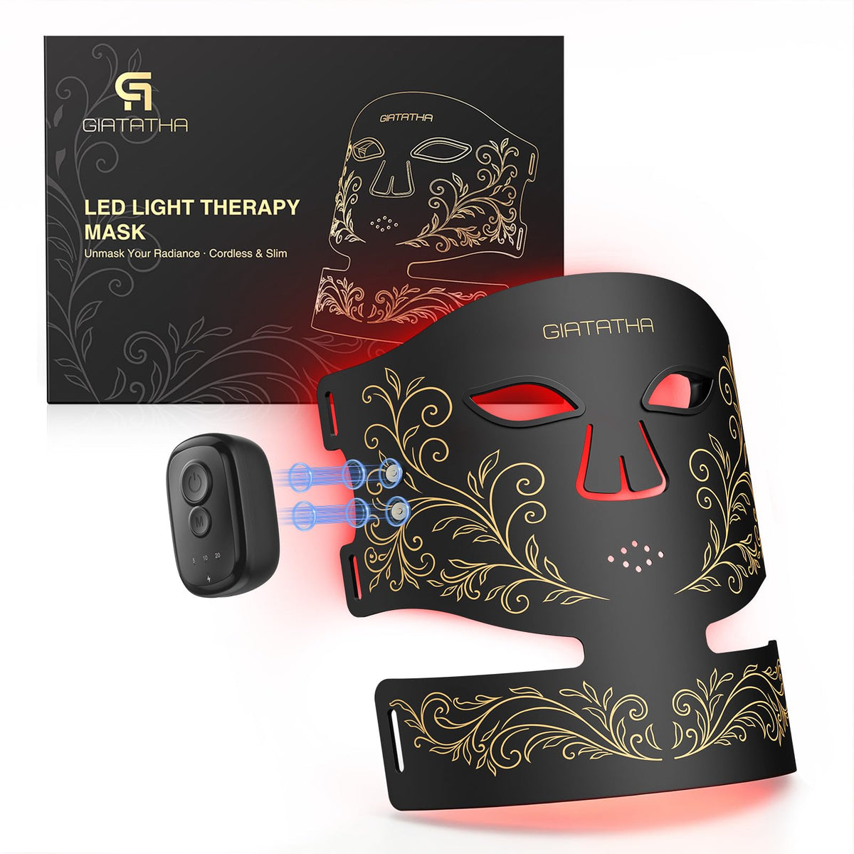 Wireless Red Light Therapy Mask for Face & Neck, 416 LEDs, 4 Modes, Cordless - NEW!