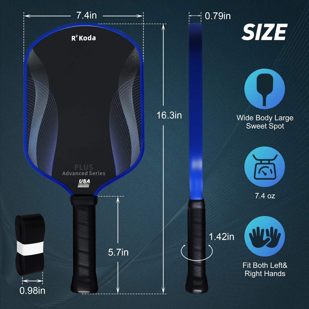 Upgraded R² Koda Pickleball Paddle - USAPA Approved T700 Carbon Fiber Racket - NEW!