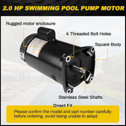 FOREBEN 2 HP Pool Pump Motor B2855 B855 230V for Pentair Sta-Rite Pumps - BRAND NEW!