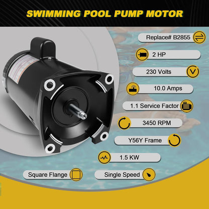 FOREBEN 2 HP Pool Pump Motor B2855 B855 230V for Pentair Sta-Rite Pumps - BRAND NEW!