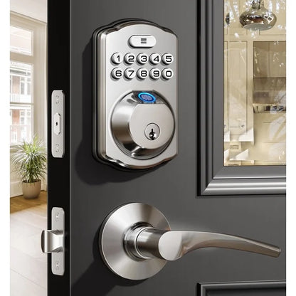 Veise Fingerprint Keyless Entry Door Lock with Handles, Electronic Keypad - NEW!