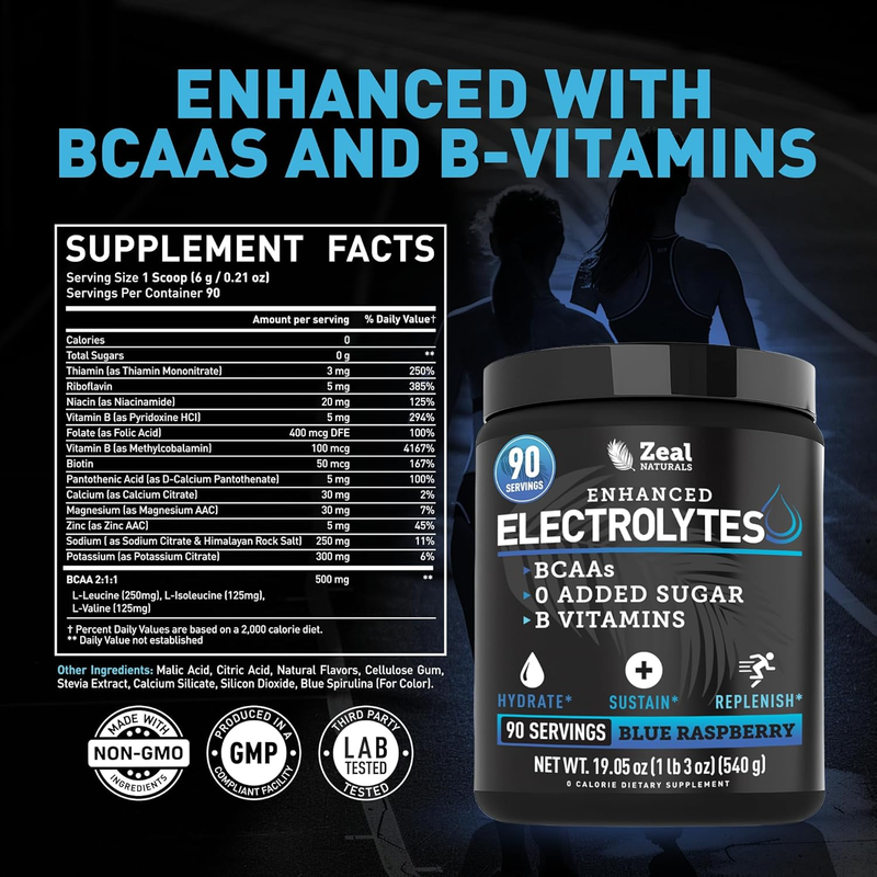 Keto Electrolyte Powder with BCAAs - Sugar Free Hydration Supplement, 90 Servings - NEW!