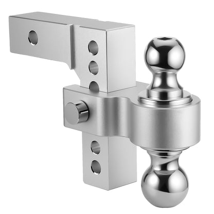 Adjustable Trailer Hitch 2 Inch Receiver, 6 Inch Drop/Rise, Aluminum Silver - NEW!