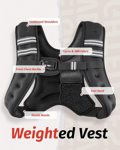 ZELUS 20Lb Weighted Vest, Reflective Stripes for Workout & Strength Training - NEW!
