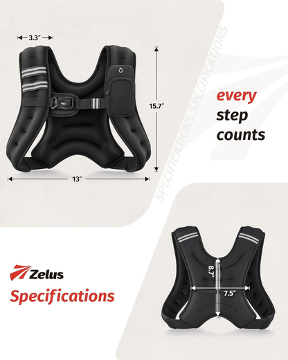 ZELUS 20Lb Weighted Vest, Reflective Stripes for Workout & Strength Training - NEW!