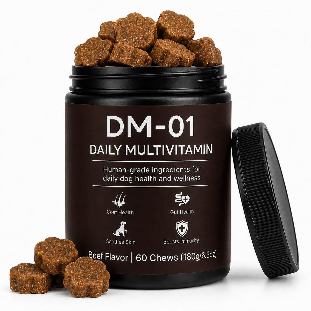 Dog Multivitamin Soft Chews, 12-in-1 Joint, Gut and Coat Support, Beef Flavor - NEW!